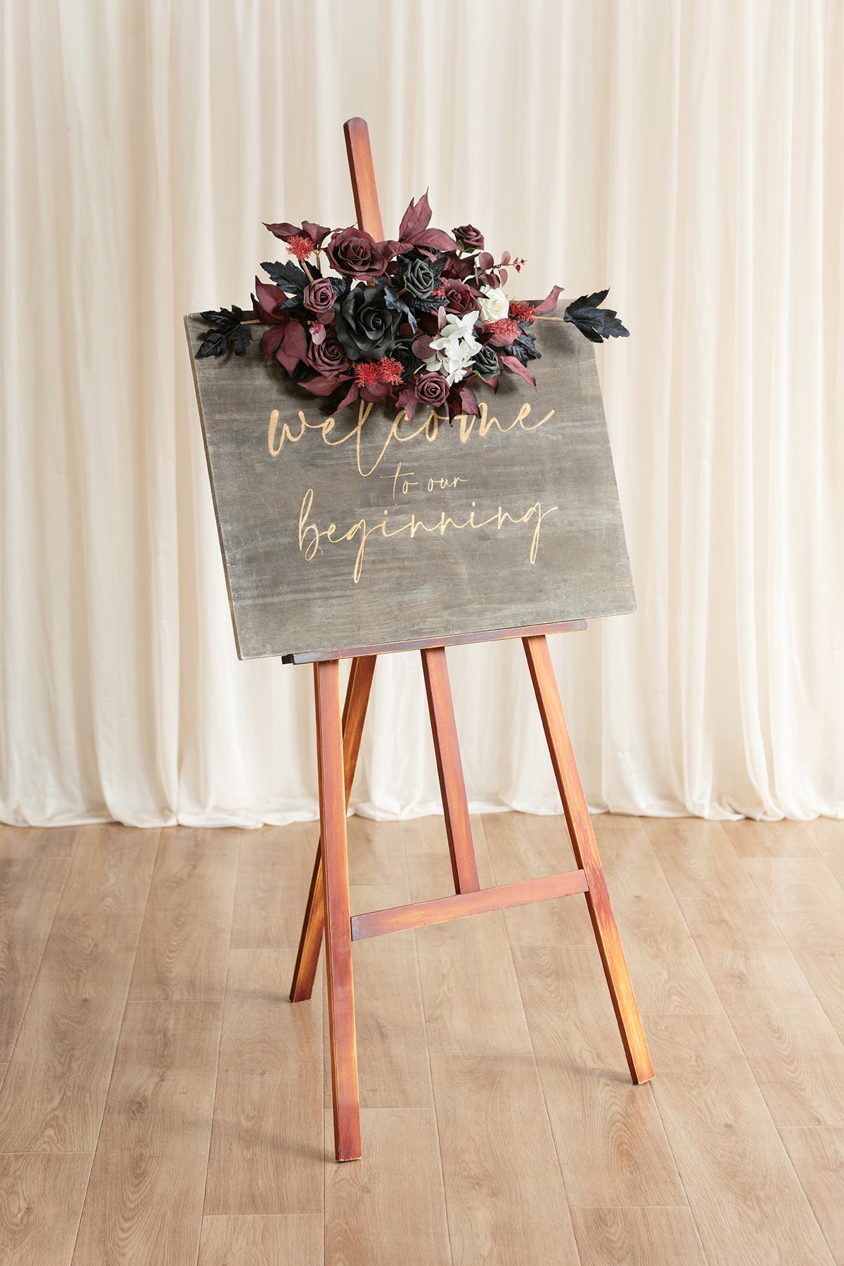 Flexible Combo Set Flower Sign Decor in Moody Burgundy & Black