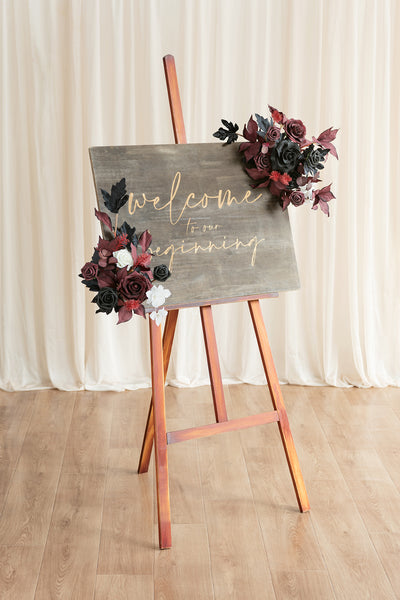 Flexible Combo Set Flower Sign Decor in Moody Burgundy & Black