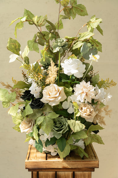 Altar Decor Free-Standing Flowers in Emerald & Tawny Beige