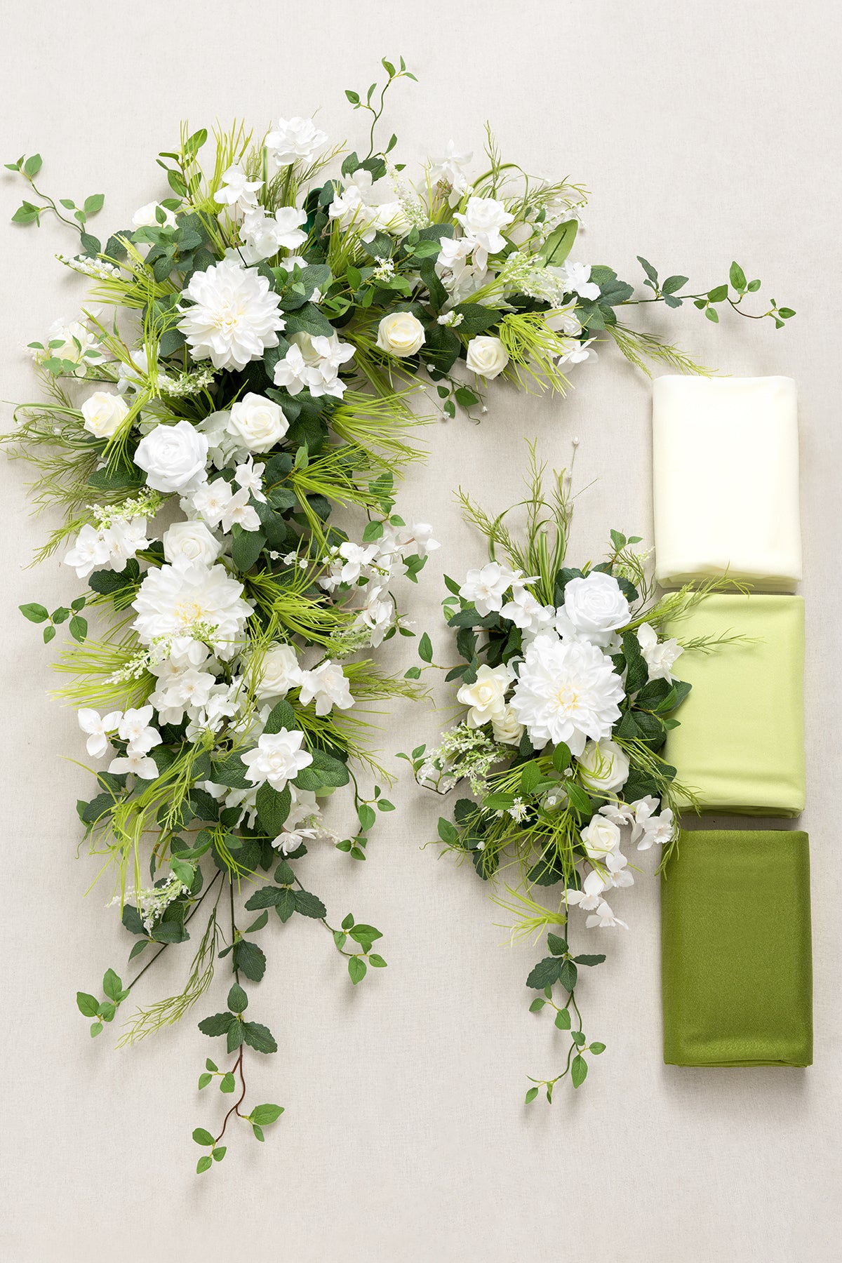 Flower Arch Decor with Drapes in May Lily & Olive