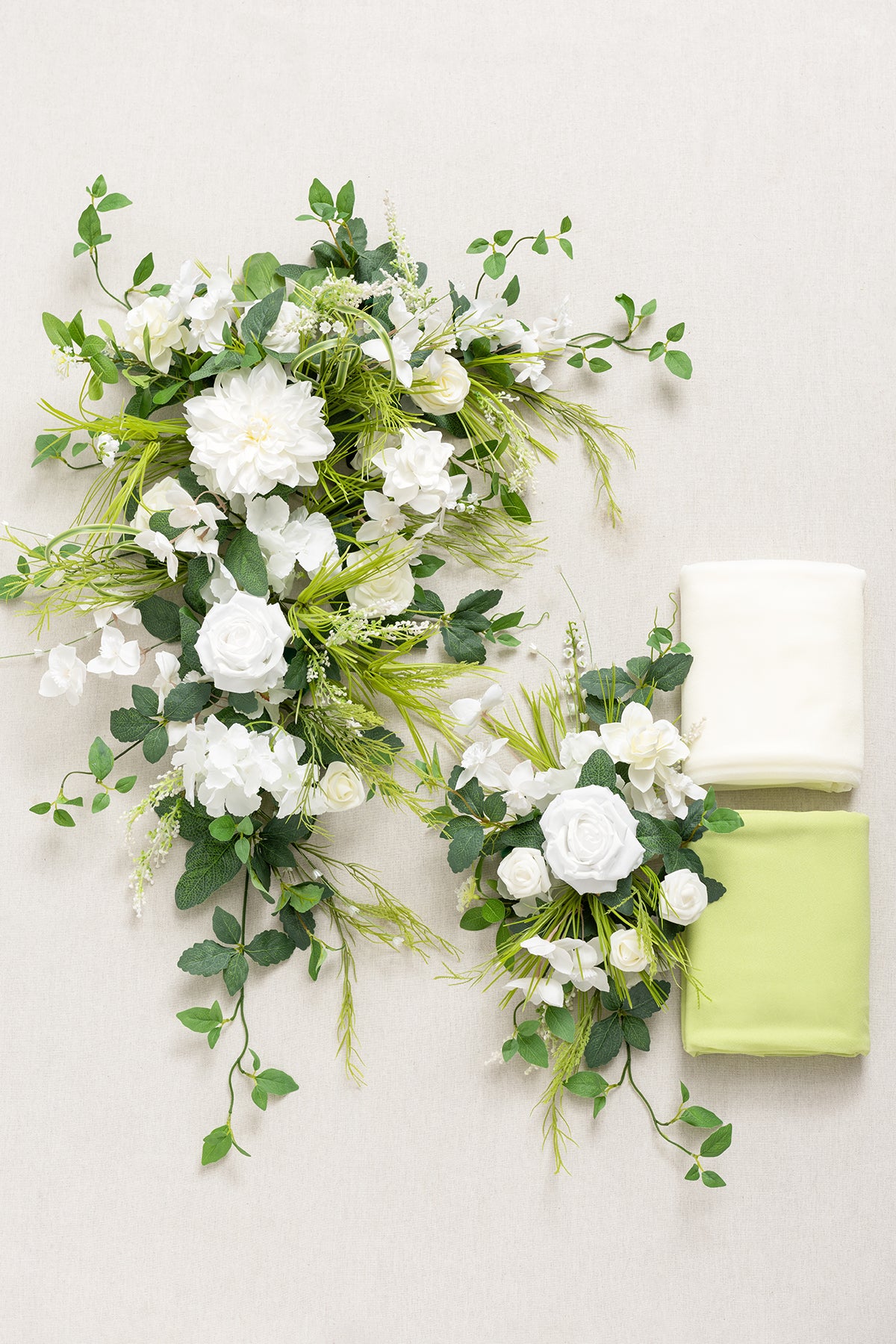 Flower Arch Decor with Drapes in May Lily & Olive