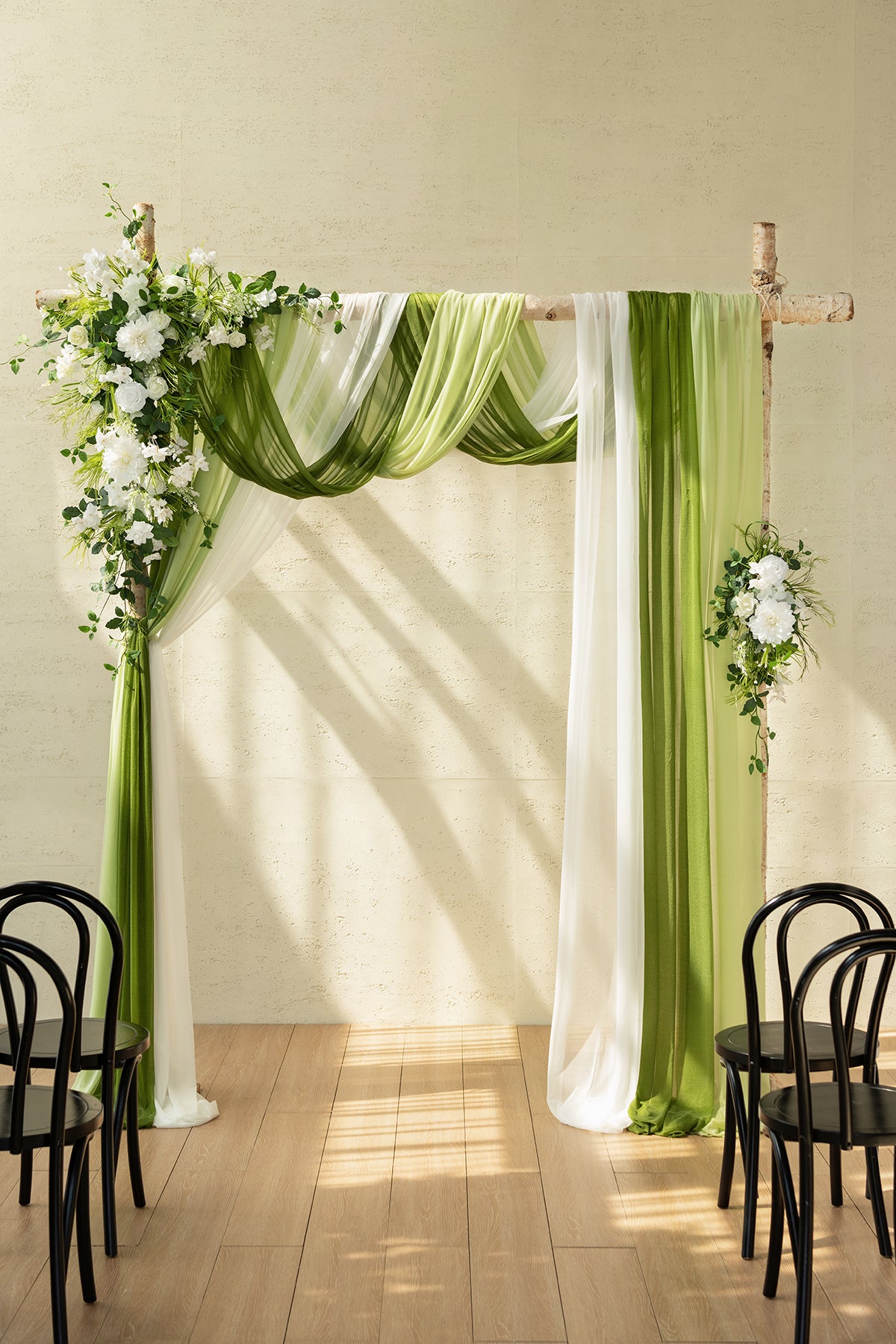 Flower Arch Decor with Drapes in May Lily & Olive