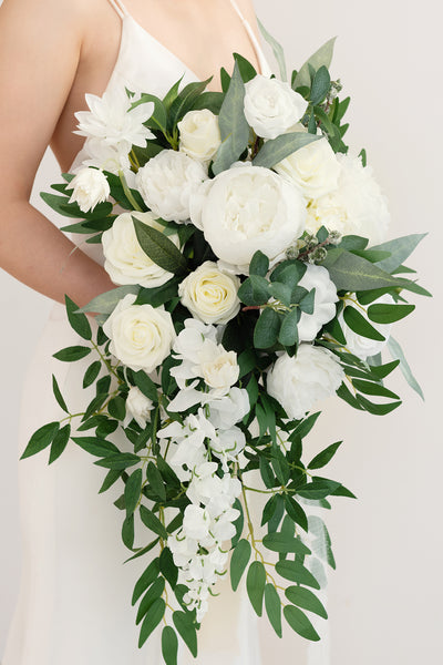 Medium Cascade Bridal Bouquet in Natural White