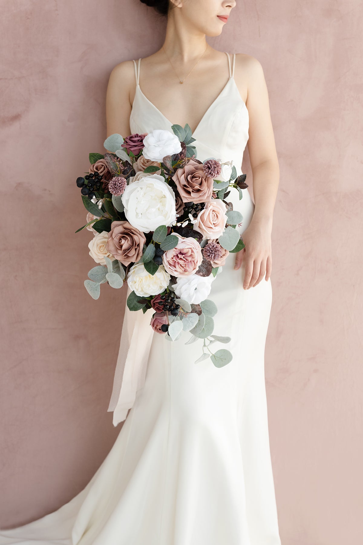 Medium Free-Form Bridal Bouquet in Dusty Rose & Mauve