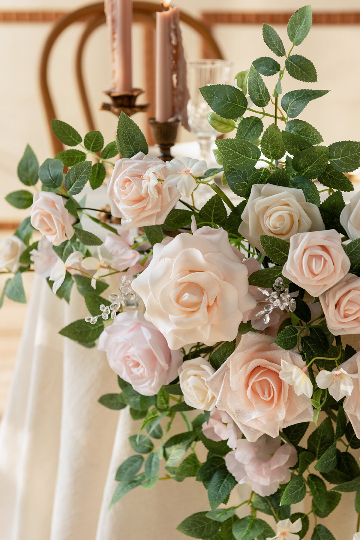 Sweetheart Table Floral Swags in Blush & Cream