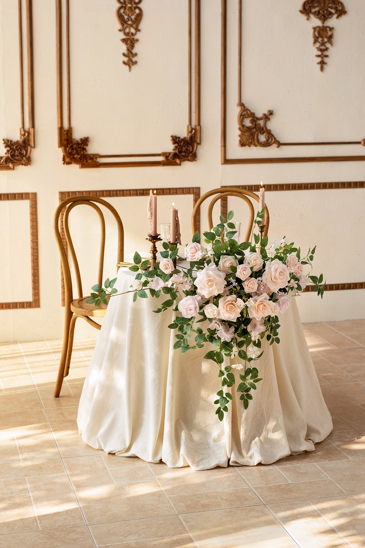 Sweetheart Table Floral Swags in Blush & Cream