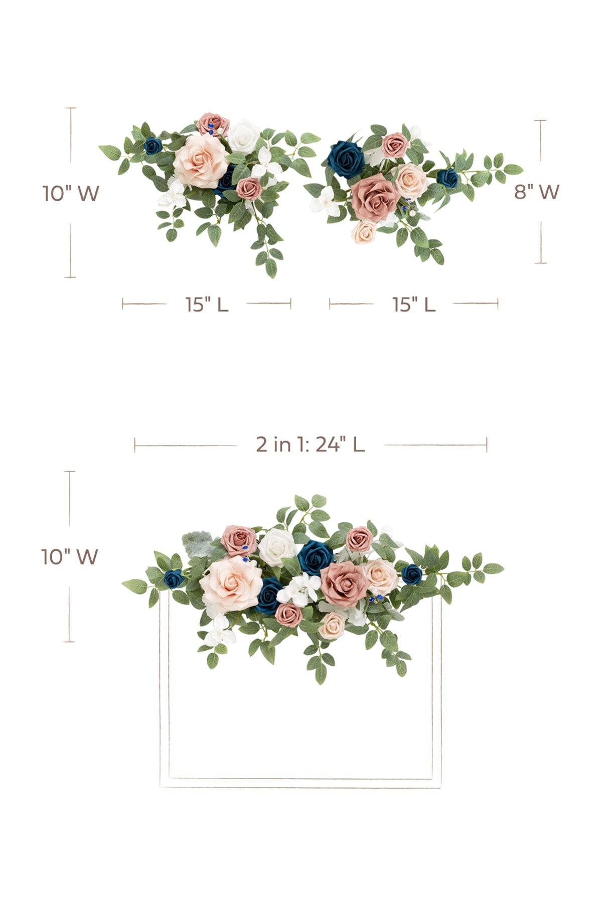 Flexible Combo Set Flower Sign Decor in Dusty Rose & Navy