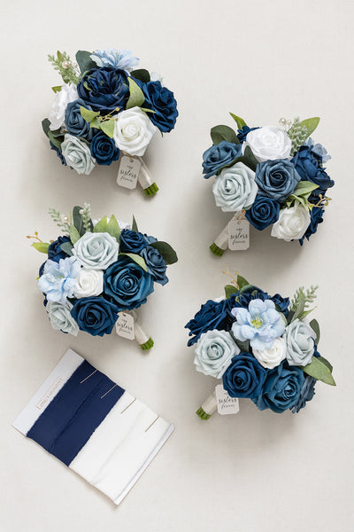 Maid of Honor & Bridesmaid Bouquets in Noble Navy Blue | Clearance