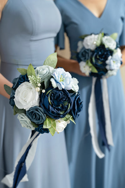 Maid of Honor & Bridesmaid Bouquets in Noble Navy Blue | Clearance