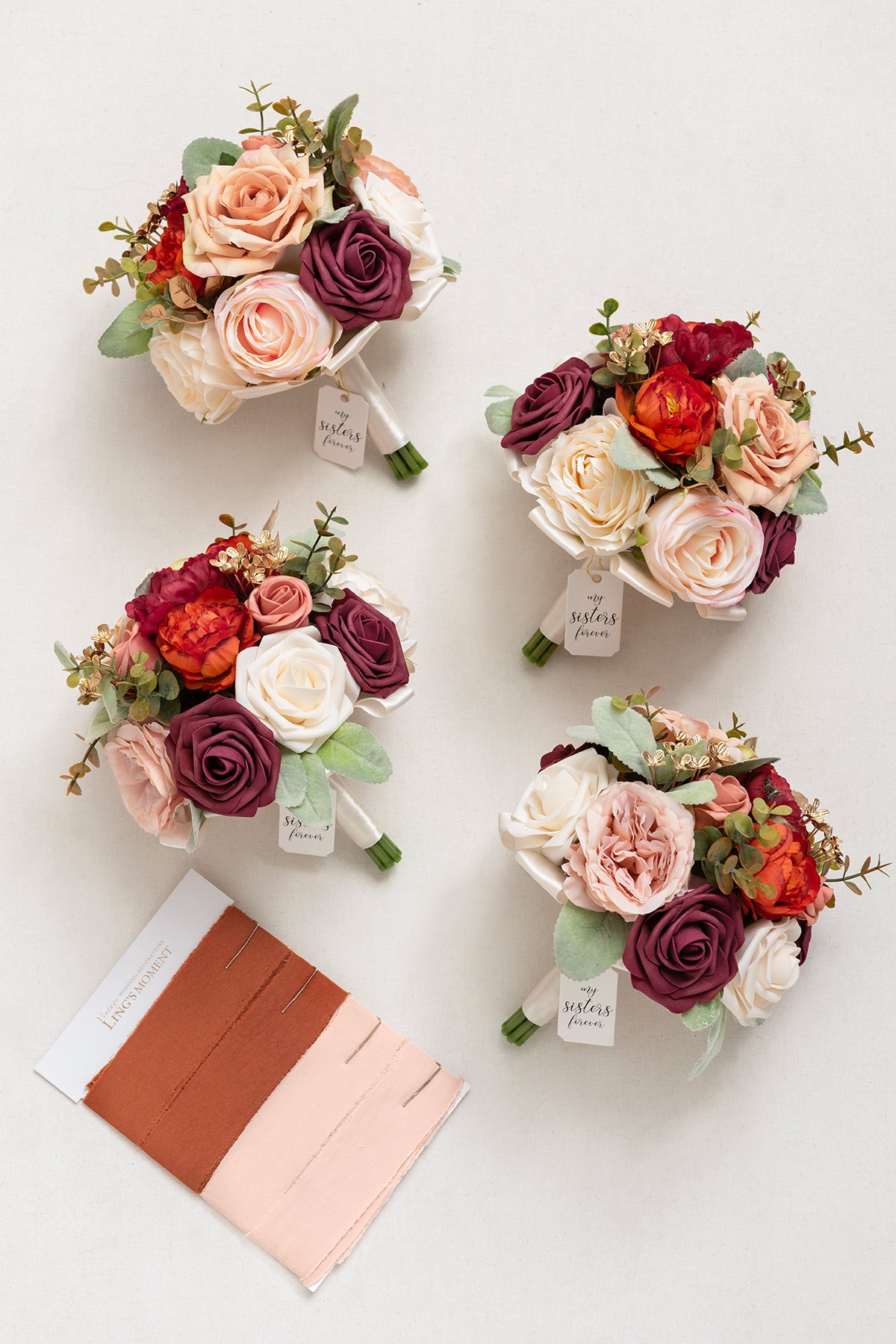 Maid of Honor & Bridesmaid Bouquets in Sunset Terracotta