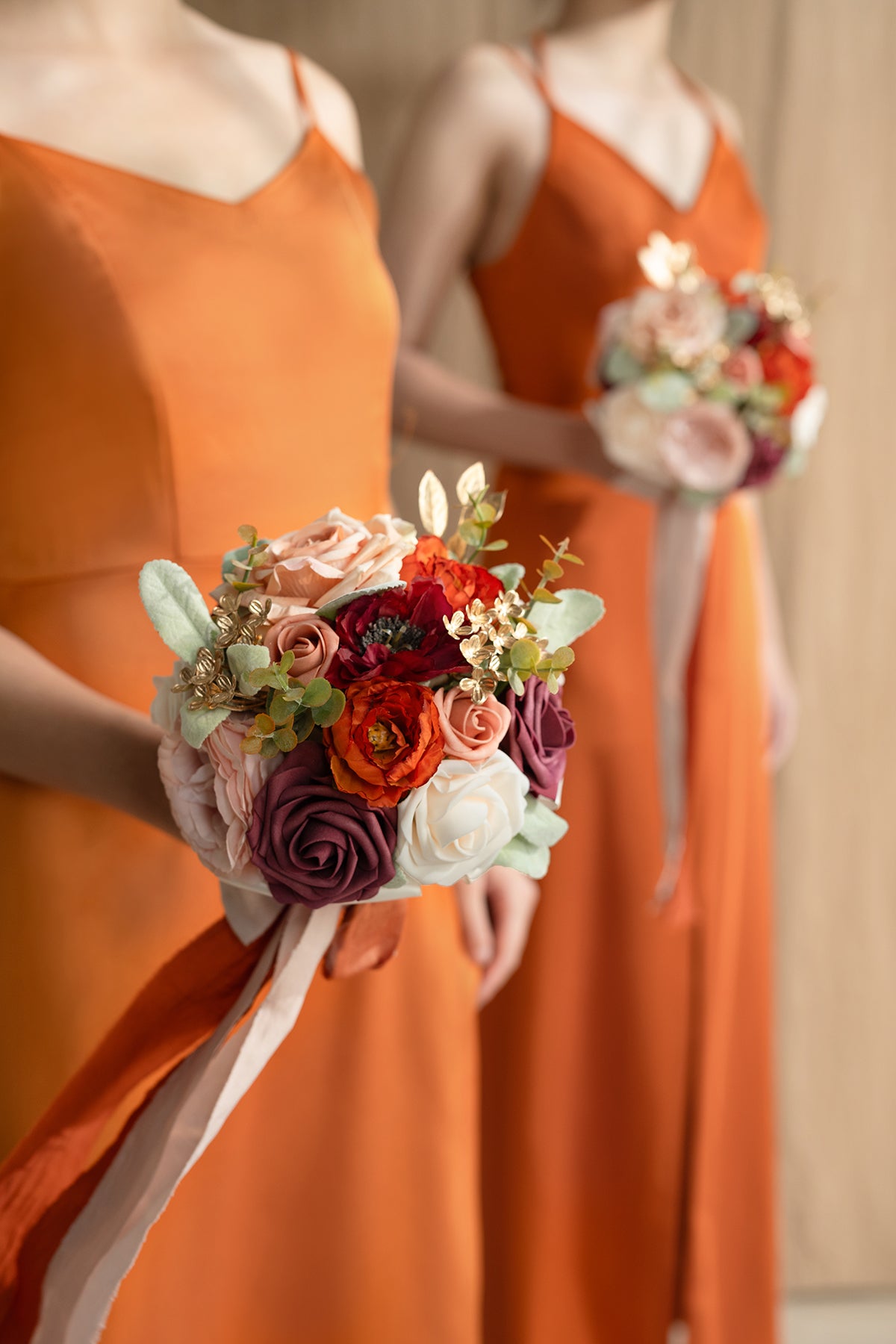 Maid of Honor & Bridesmaid Bouquets in Sunset Terracotta