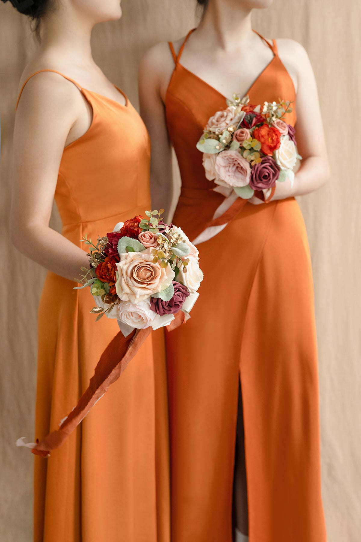 Maid of Honor & Bridesmaid Bouquets in Sunset Terracotta