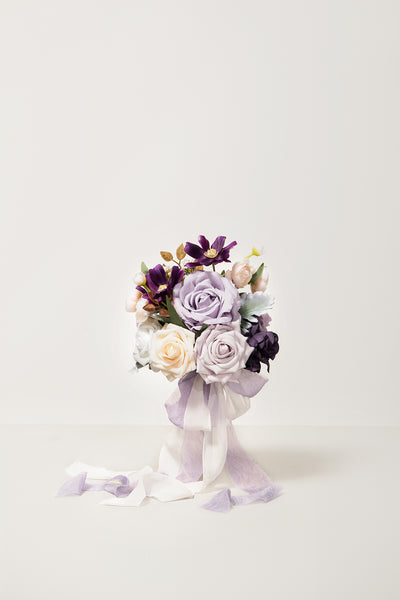 Round Bridesmaid Bouquets in Lilac & Gold