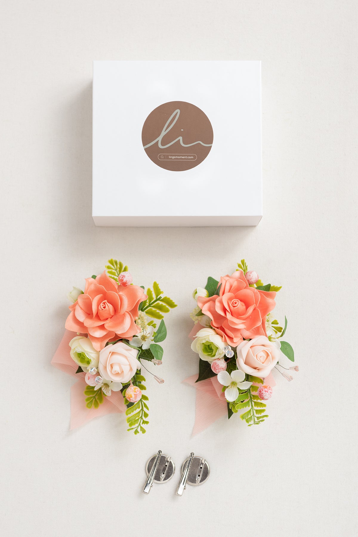 Wrist and Shoulder Corsages in Garden Blush