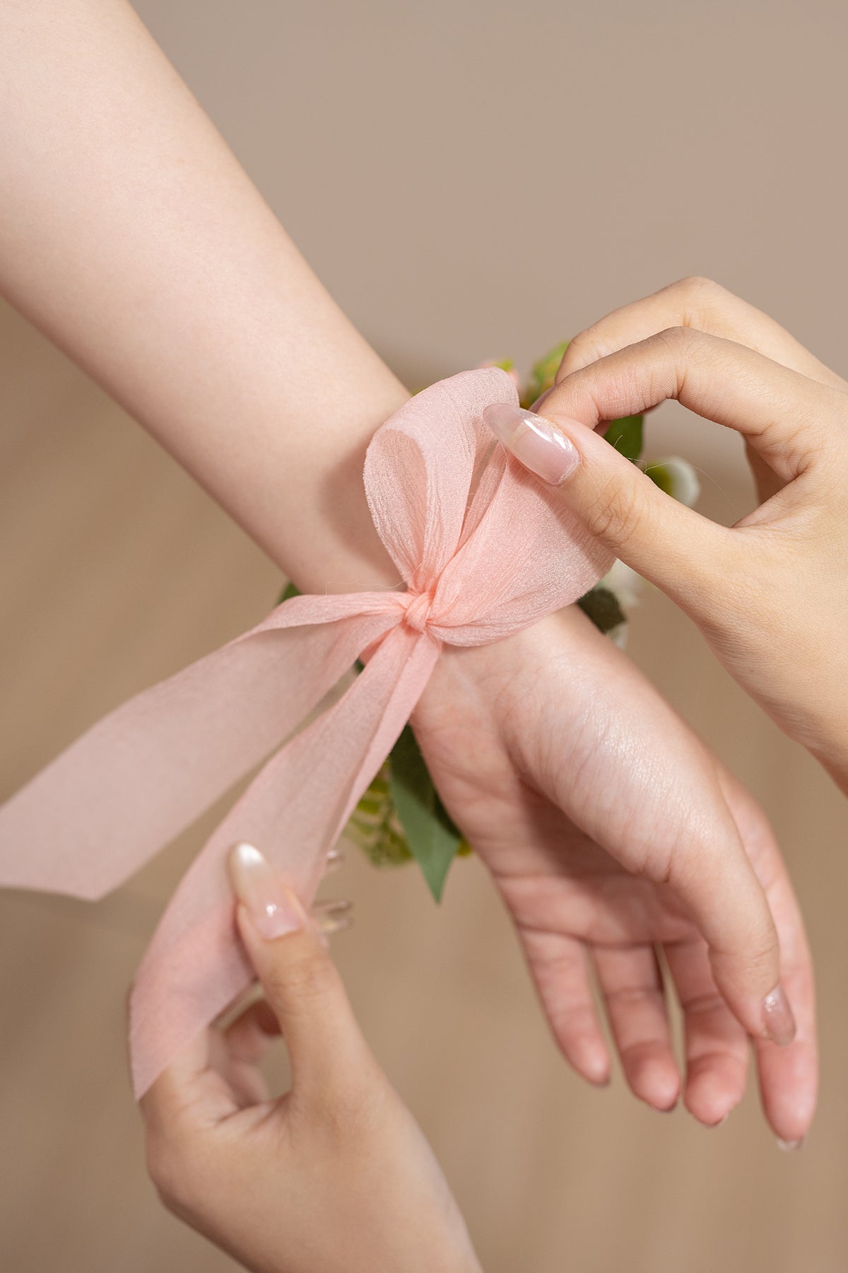 Wrist and Shoulder Corsages in Garden Blush