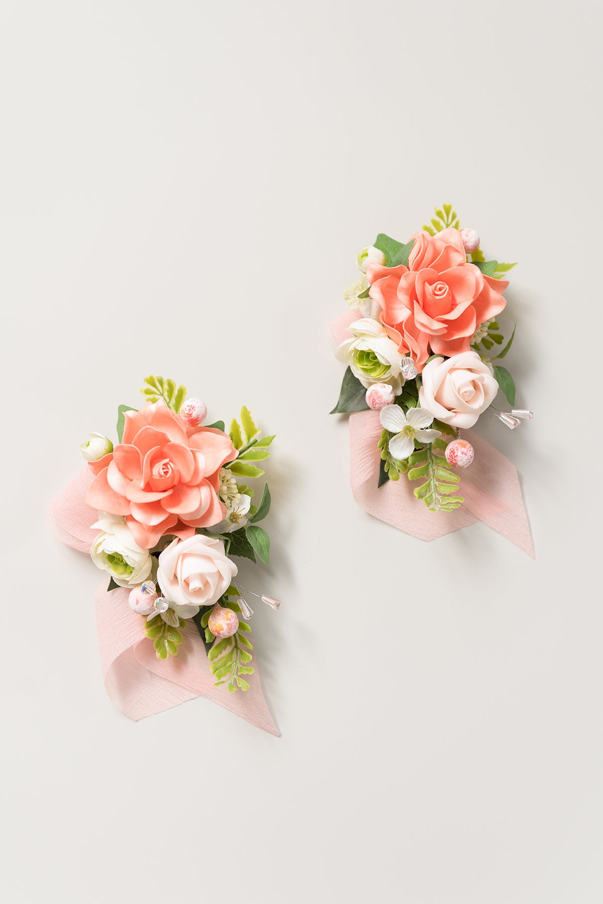 Wrist and Shoulder Corsages in Garden Blush