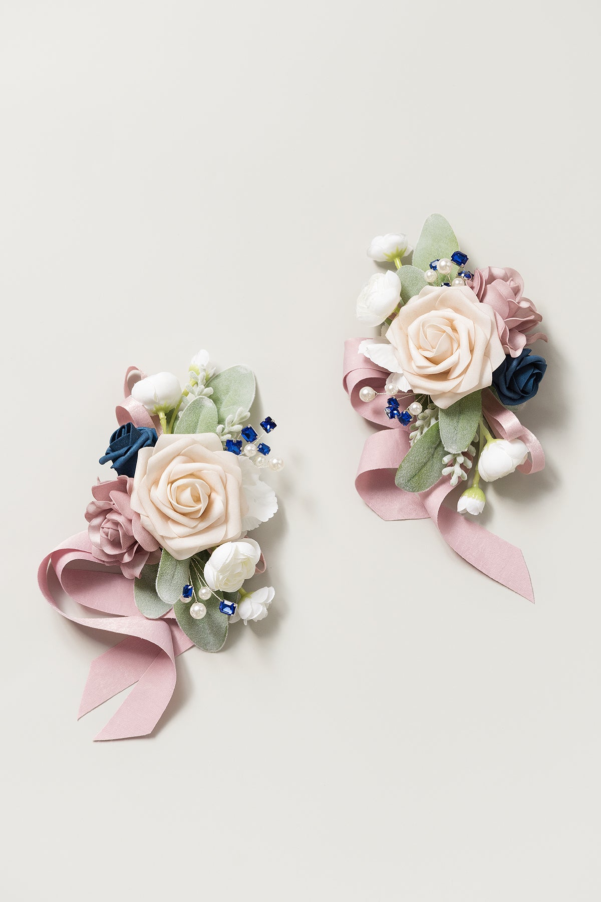 Wrist Corsages & Shoulder Corsages in Dusty Rose & Navy Blue