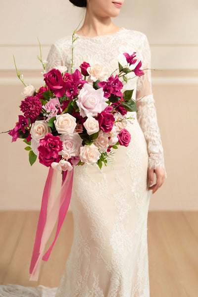 Small Free-Form Bridal Bouquet in Blush & Pink