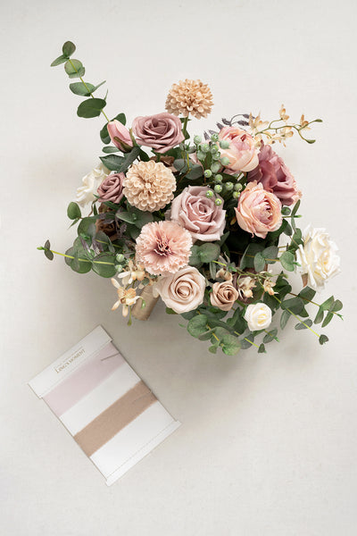 Small Free-Form Bridal Bouquet in Dusty Rose & Cream