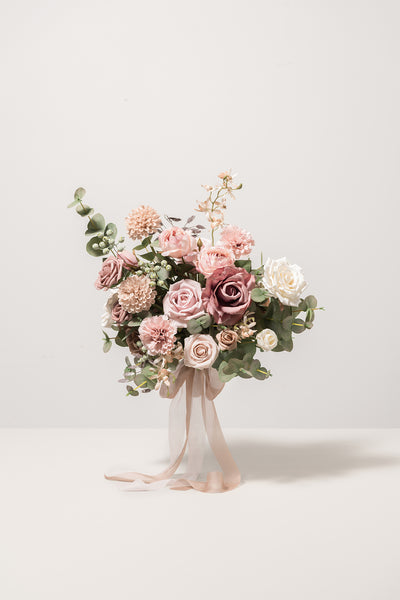 Small Free-Form Bridal Bouquet in Dusty Rose & Cream