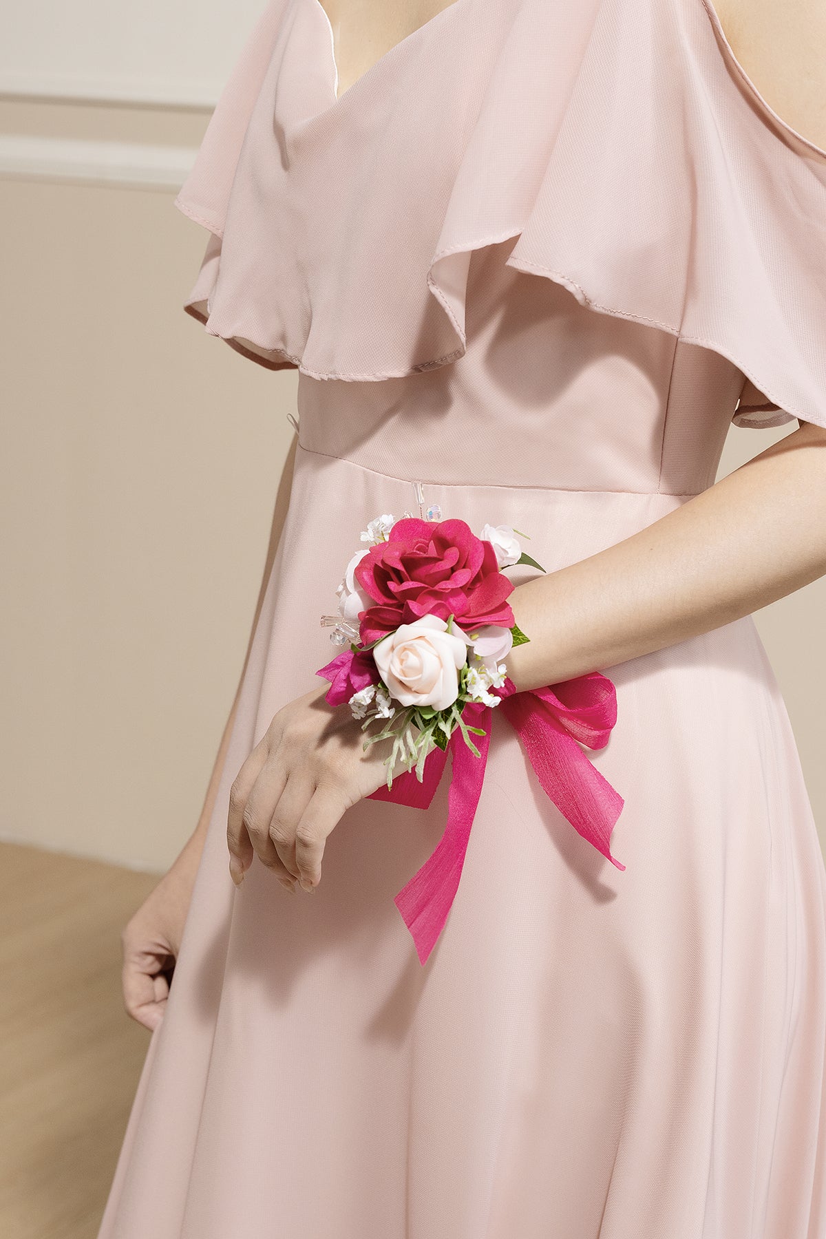 Wrist Corsages in Blush & Pink