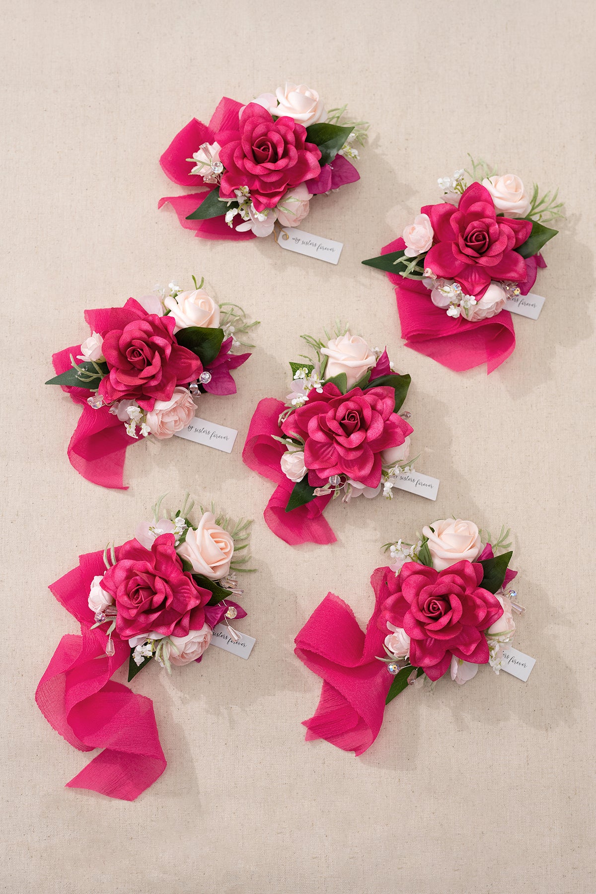 Wrist Corsages in Blush & Pink