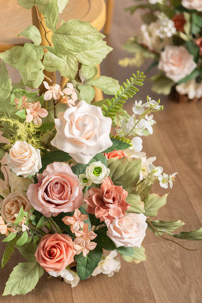 Wedding Aisle Runner Flower Arrangements in Garden Blush