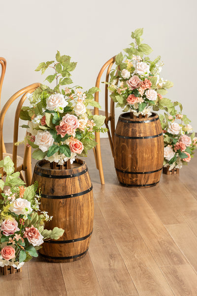 Wedding Aisle Runner Flower Arrangements in Garden Blush