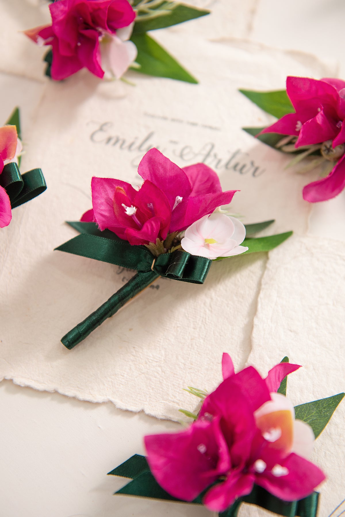 Boutonnieres for Guests in Blush & Pink