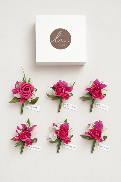 Boutonnieres in Blush & Pink