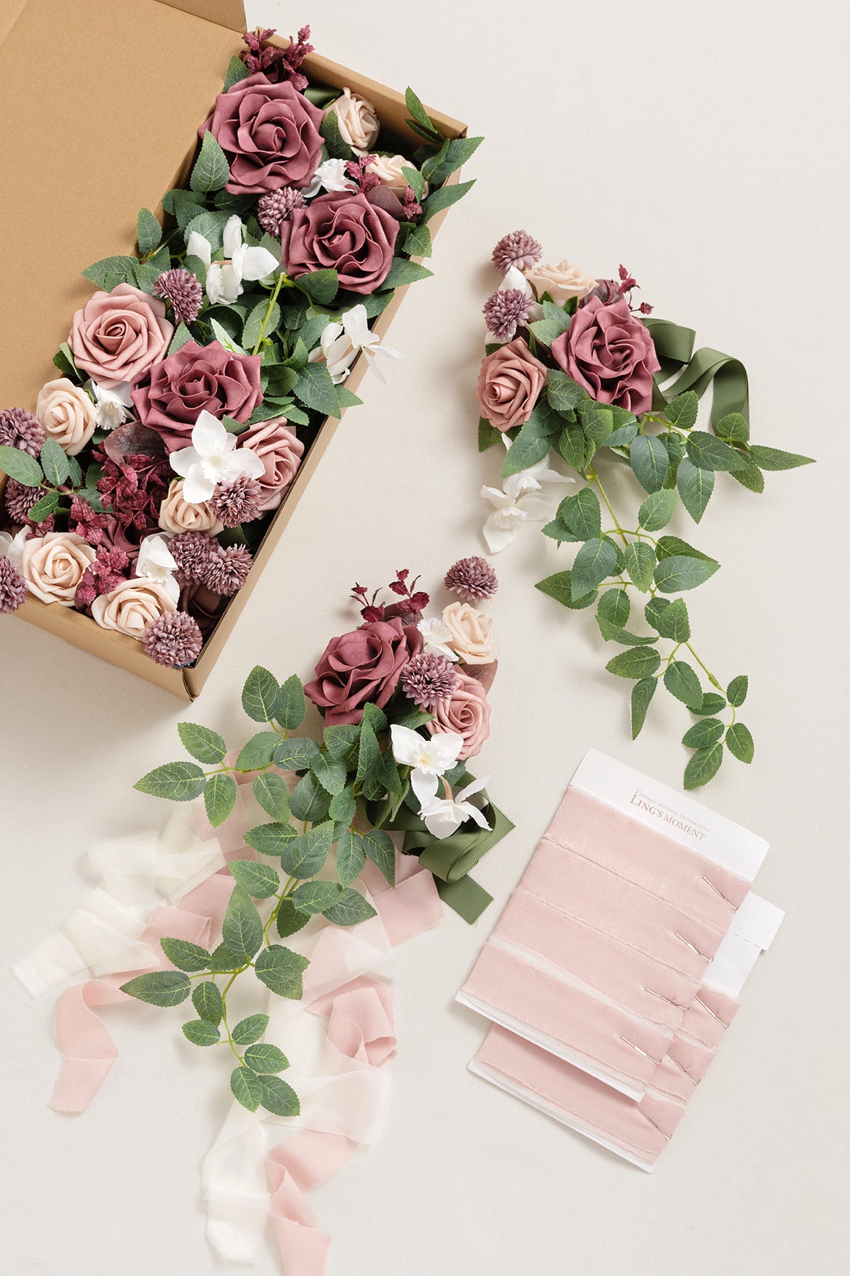 Wedding Aisle Decoration Pew Flowers in Dusty Rose & Mauve