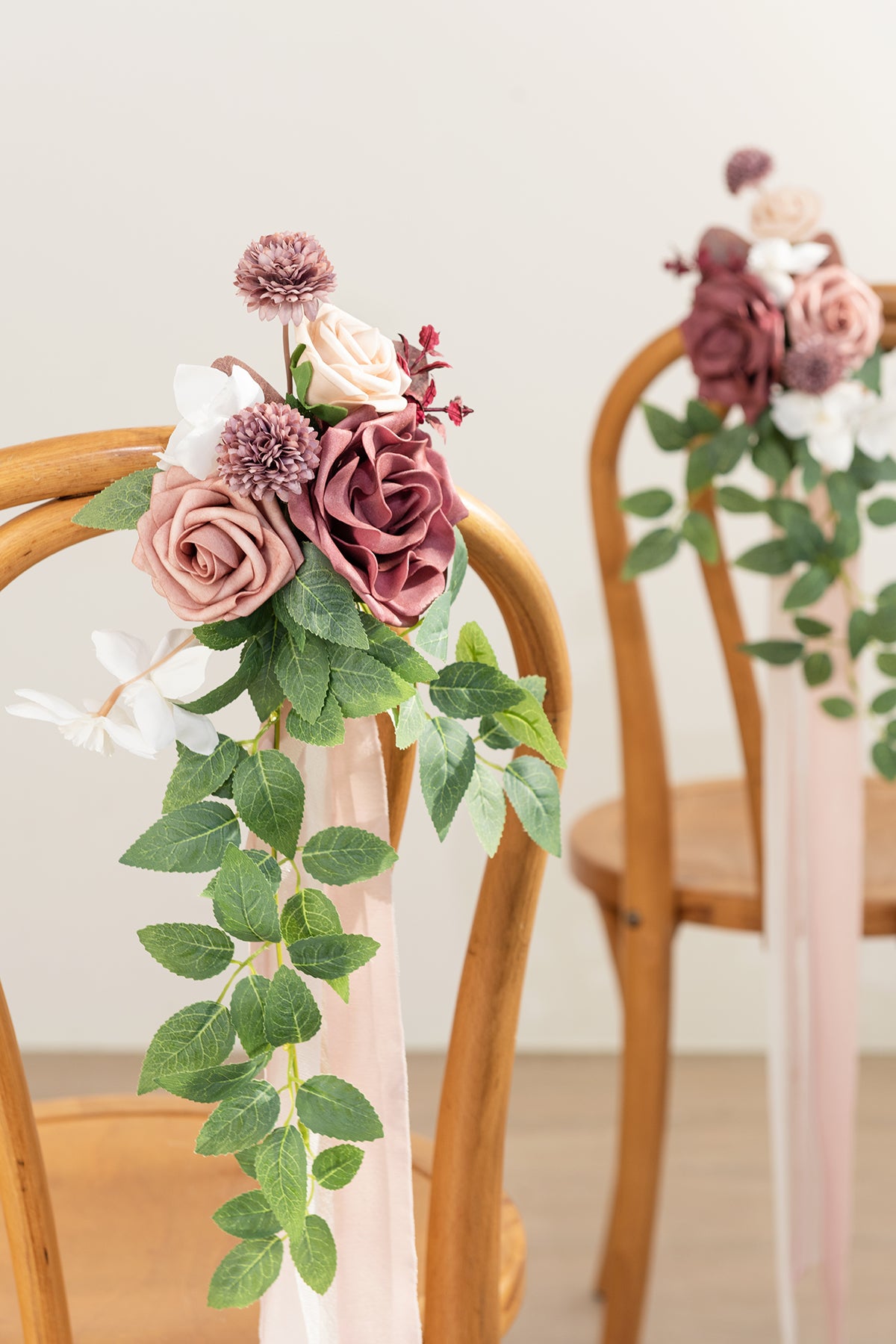 Wedding Aisle Decoration Pew Flowers in Dusty Rose & Mauve