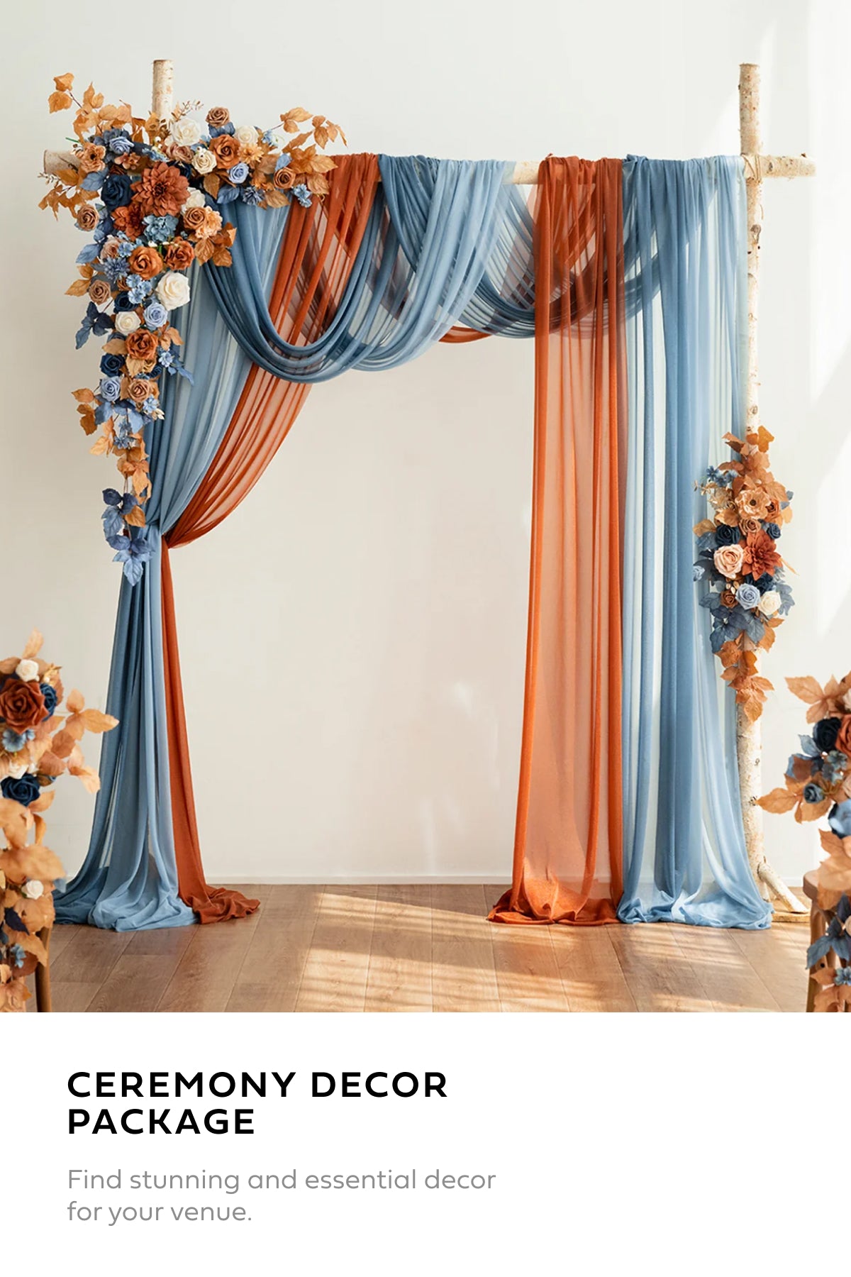 Pre-Arranged Wedding Flower Packages in Russet Orange & Denim Blue