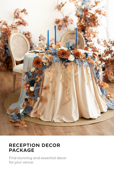 Pre-Arranged Wedding Flower Packages in Russet Orange & Denim Blue