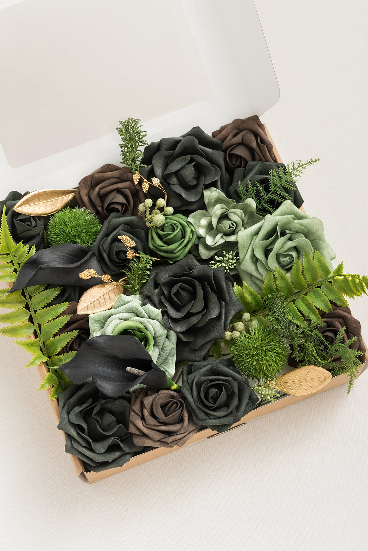 DIY Designer Flower Boxes in Forest Green & Gold