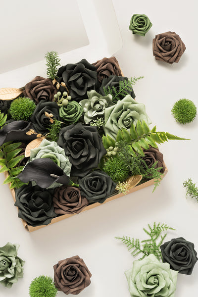 DIY Designer Flower Boxes in Forest Green & Gold