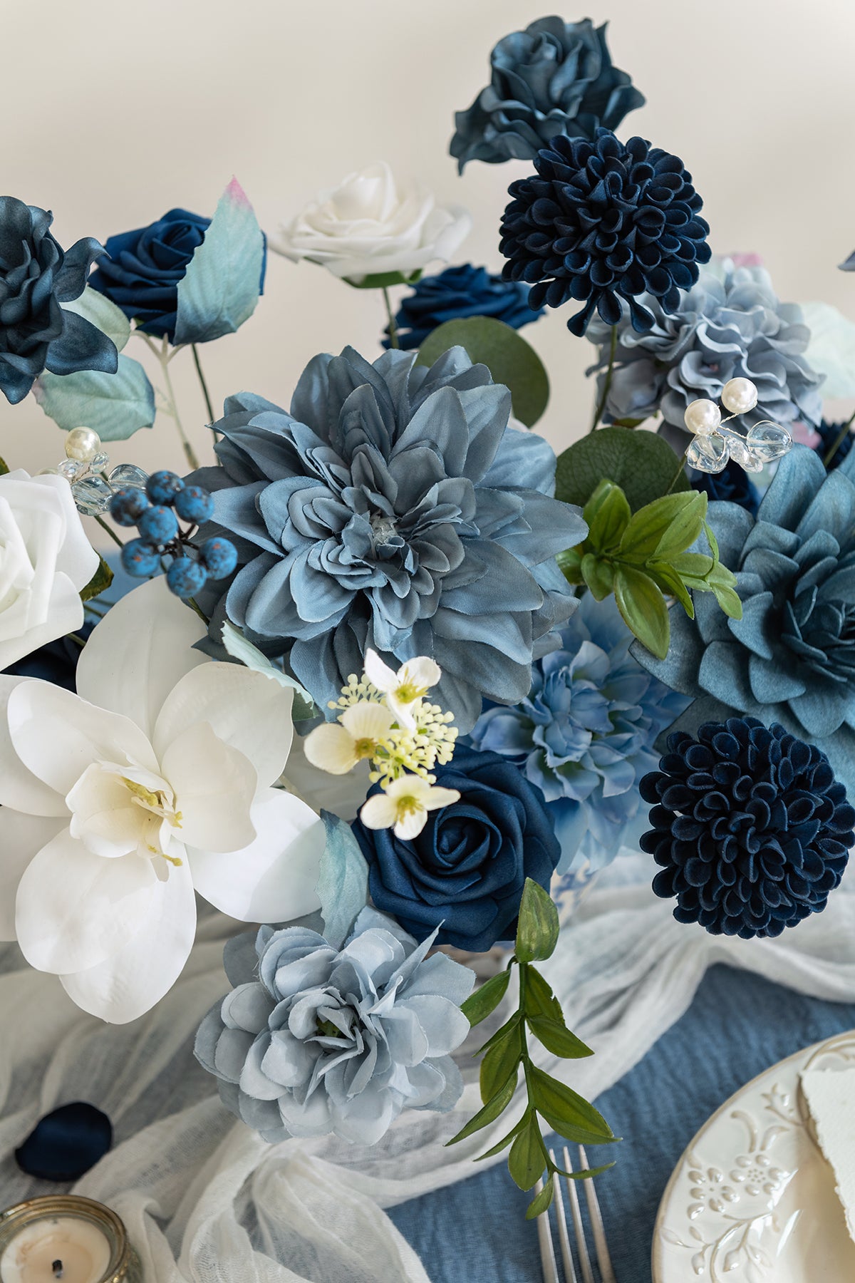 Dusty Blue & Navy Designer Flower Boxes