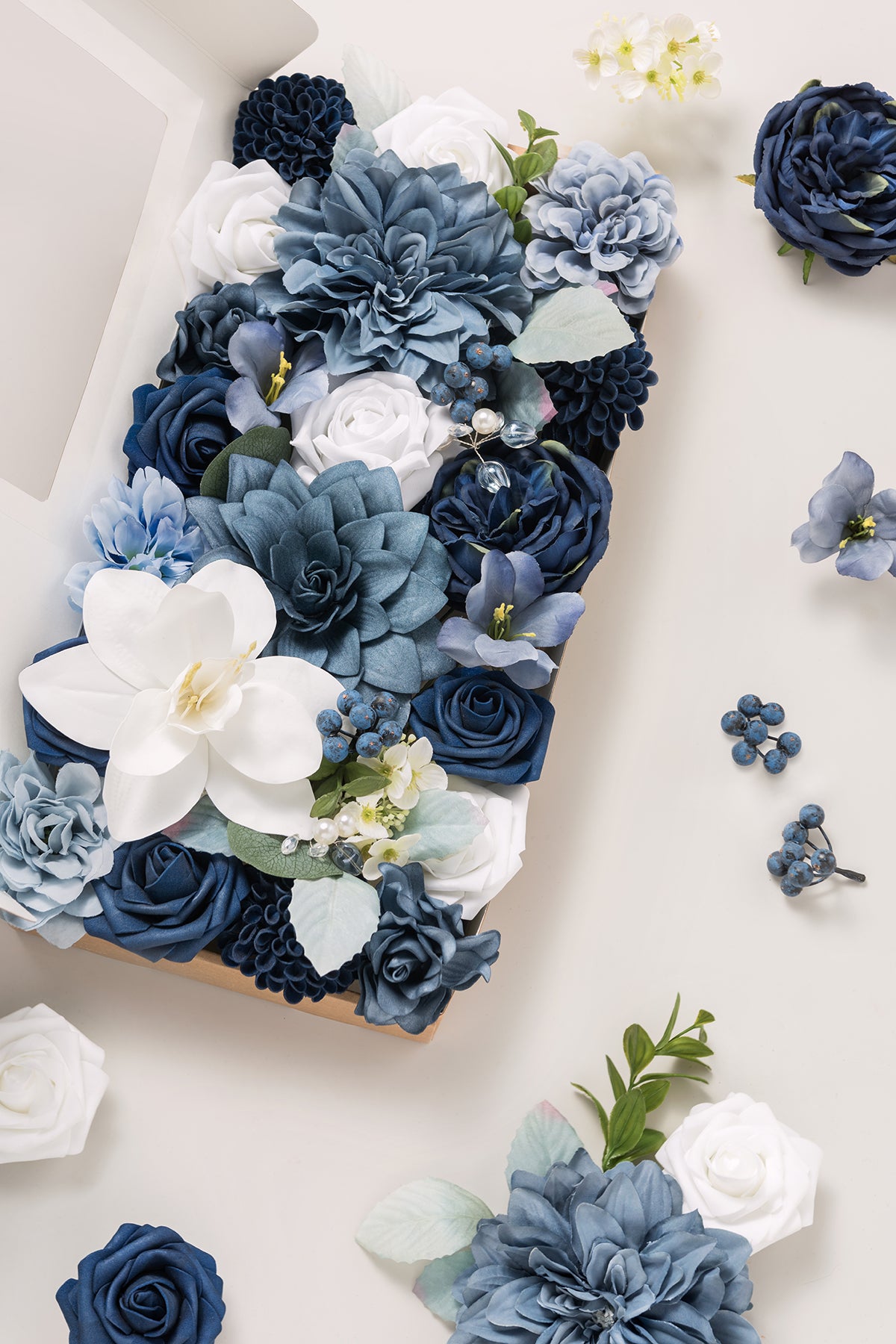 Dusty Blue & Navy Designer Flower Boxes