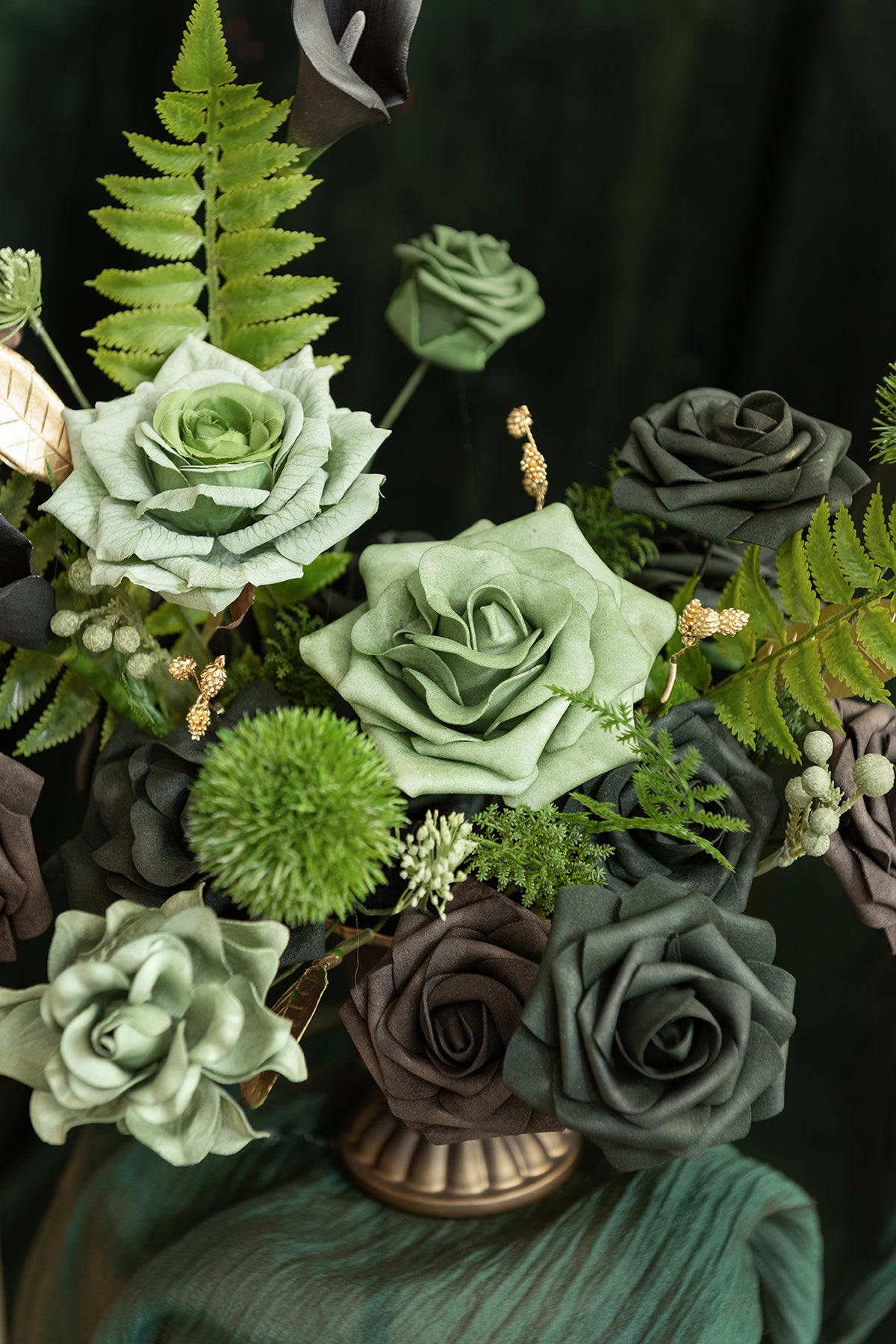 DIY Designer Flower Boxes in Forest Green & Gold