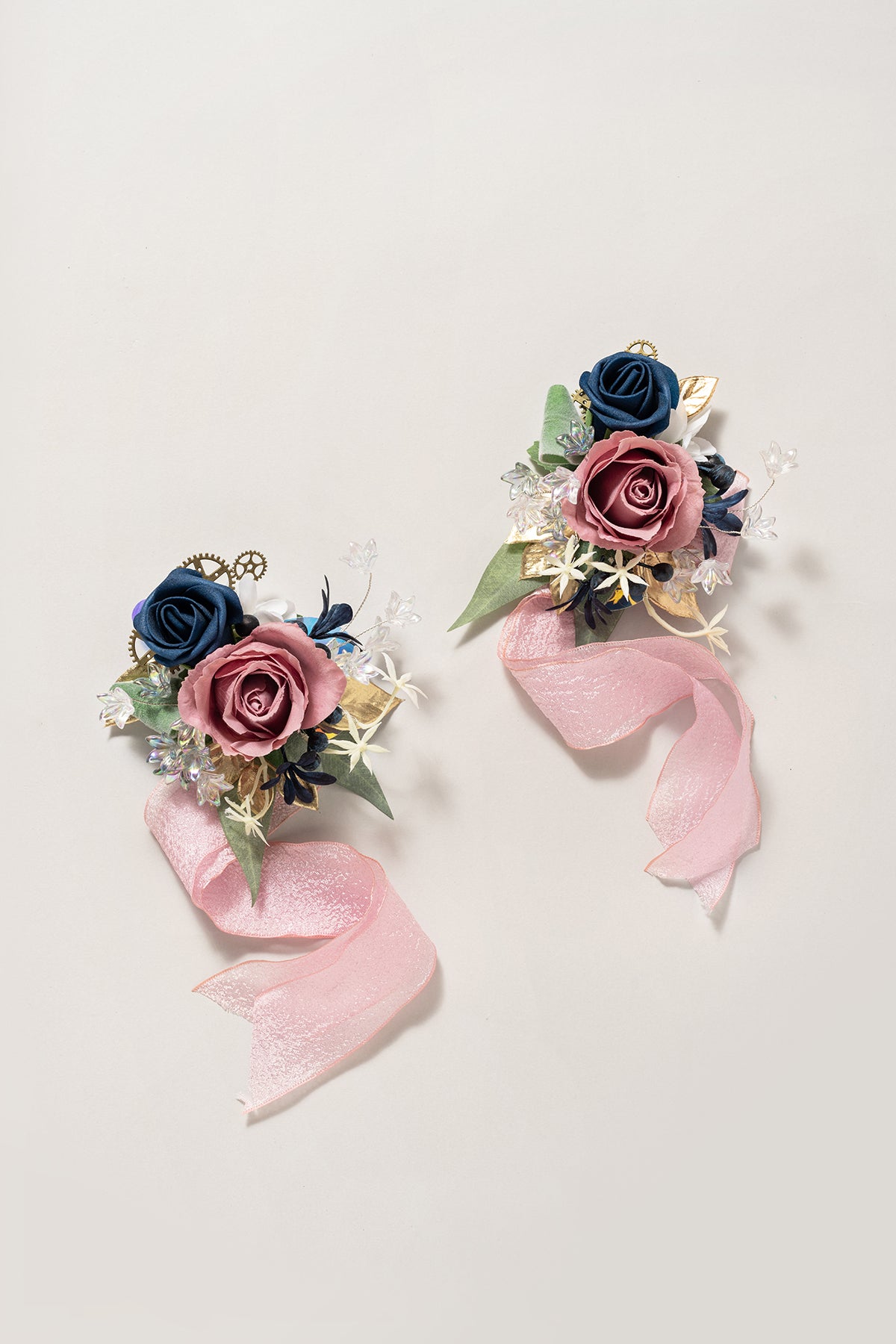 Wrist Corsages & Shoulder Corsages in Dusty Rose & Navy Blue