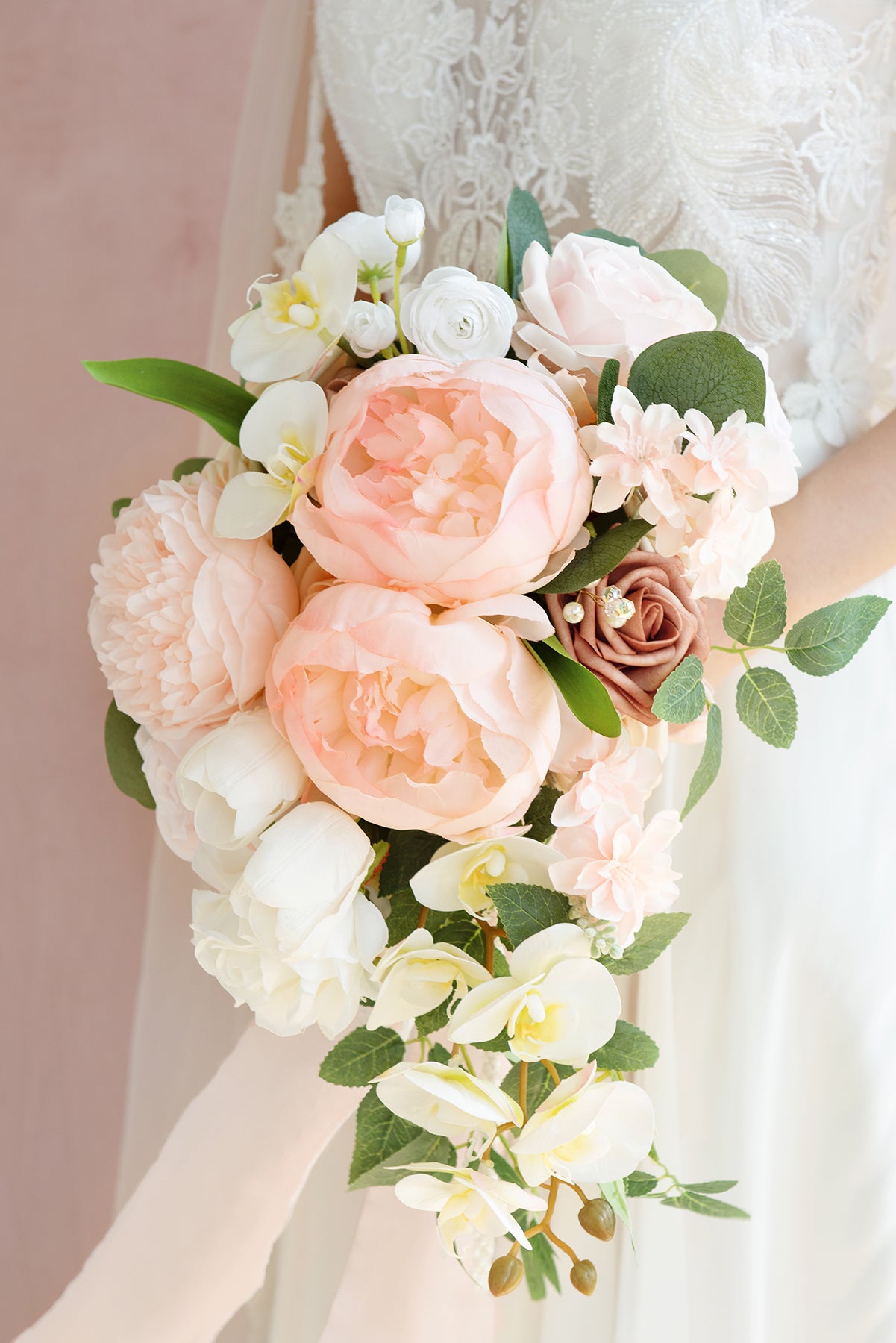 Small Cascade Bridal Bouquet in Blush & Cream