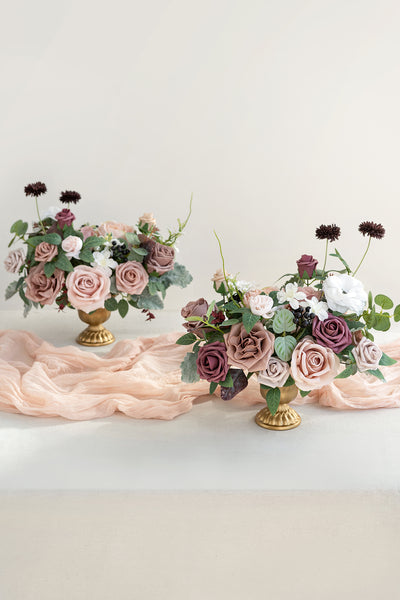 Large Floral Centerpiece Set in Dusty Rose & Mauve