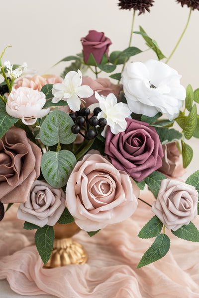 Large Floral Centerpiece Set in Dusty Rose & Mauve