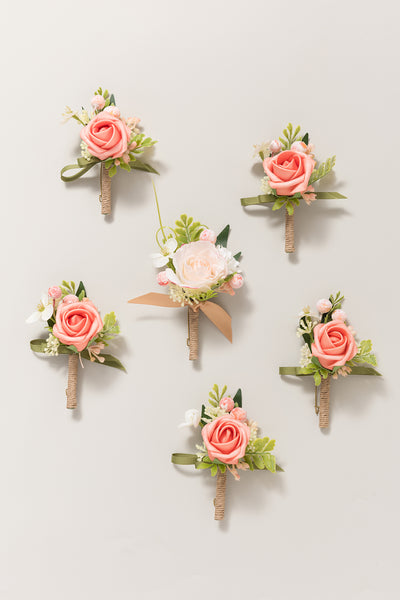 Boutonnieres in Garden Blush