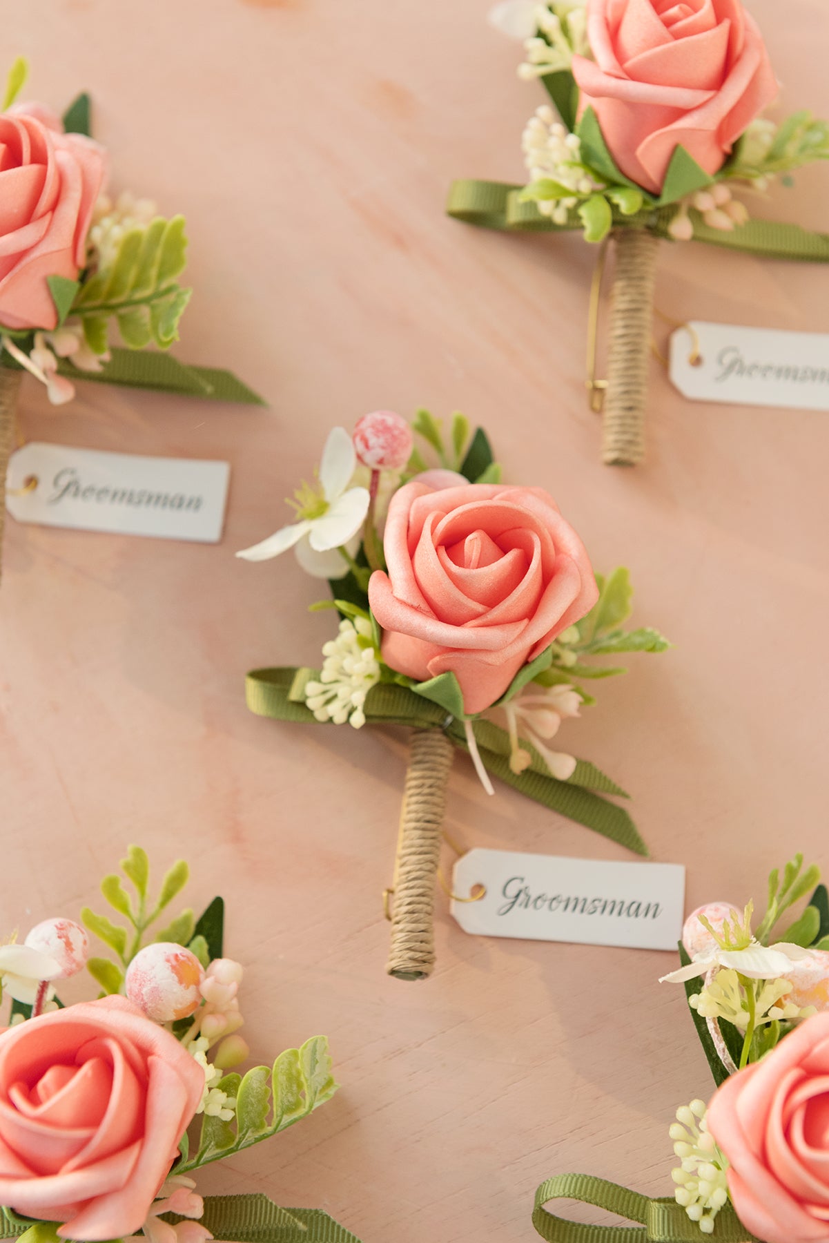 Boutonnieres in Garden Blush