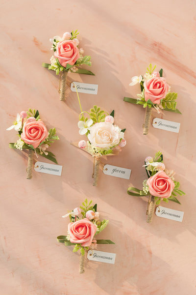 Boutonnieres in Garden Blush