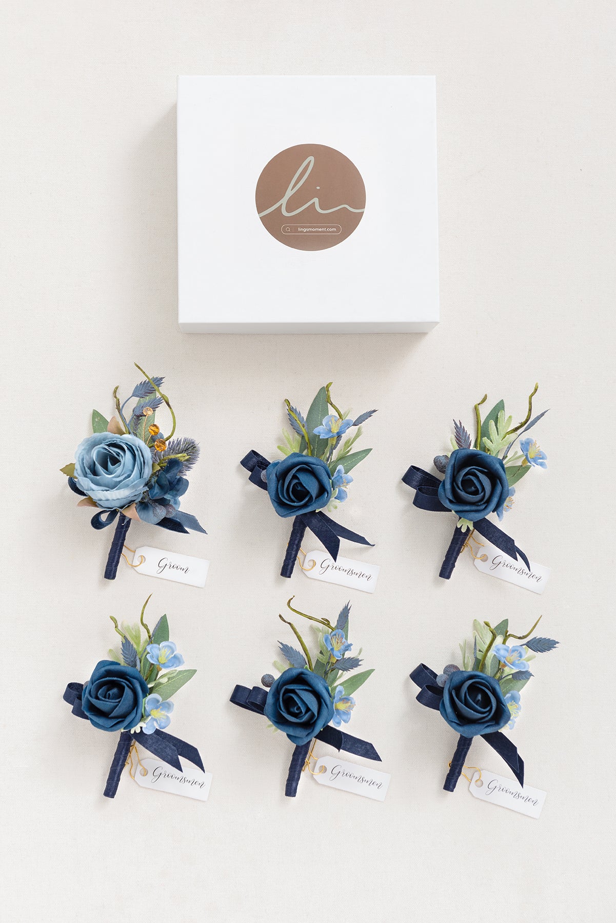 Boutonnieres in Dutch Blue & Navy Blue