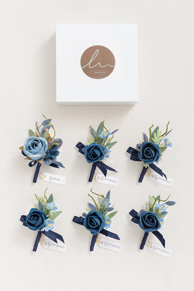 Boutonnieres in Dutch Blue & Navy Blue