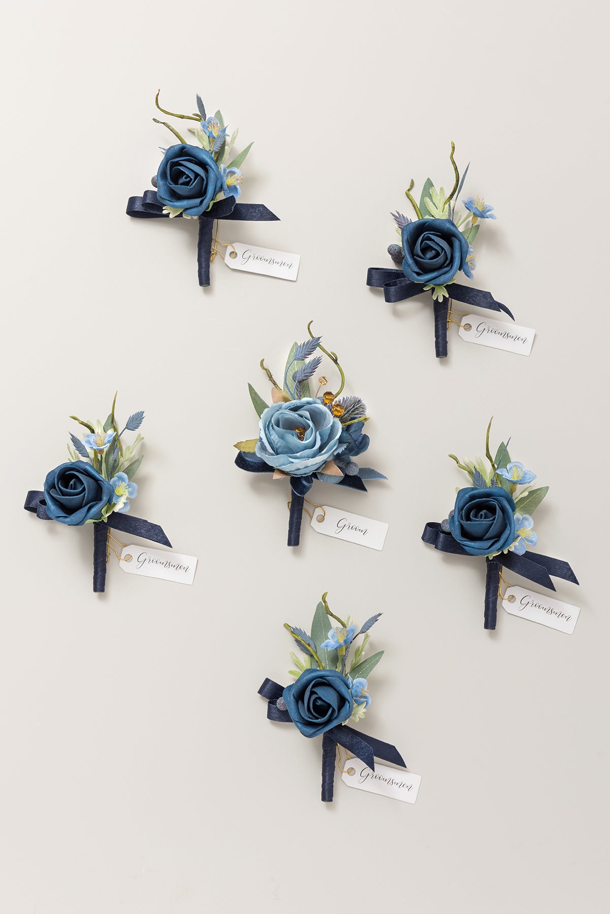 Boutonnieres in Dutch Blue & Navy Blue