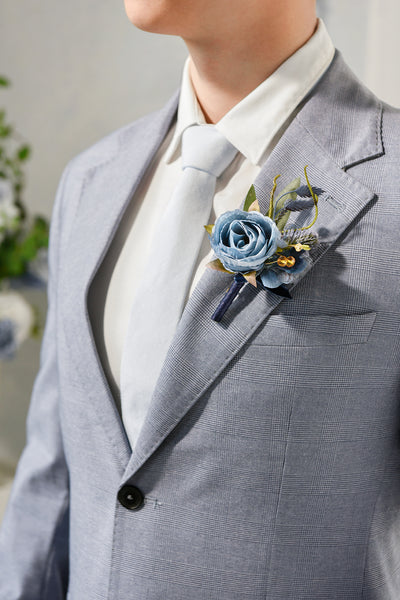 Boutonnieres in Dutch Blue & Navy Blue